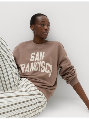 Marks & Spencer Pamuk Karışımlı  Baskılı Sweatshirt