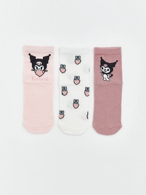 Lc Waikiki Yeni Sezon Pembe Kuromi Desenli Kız Bebek Soket Çorap 3'lü