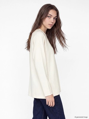 Lc Waikiki Yeni Sezon Bej Soft Touch Oversize Kadın Sweatshirt Tunik