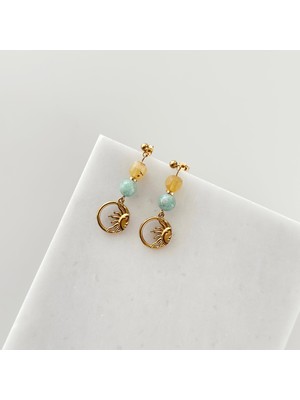 Vesce Atelier Güneş Detaylı Asimetrik Sallantılı Küpe