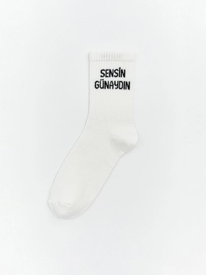 Lc Waikiki Yeni Sezon Slogan Baskılı Kadın Soket Çorap