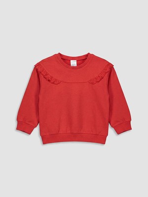 Lc Waikiki Yeni Sezon Kırmızı Bebe Yaka Kız Çocuk Nakışlı Sweatshirt