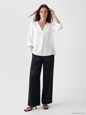 Lc Waikiki Yeni Sezon Siyah Loose Fit Ekose Kadın Pantolon