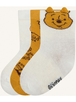 DeFacto Disney Winnie The Pooh Kulak Detaylı Dikişsiz 3'lü Pamuklu Çorap Kız Bebek I1661A5NS