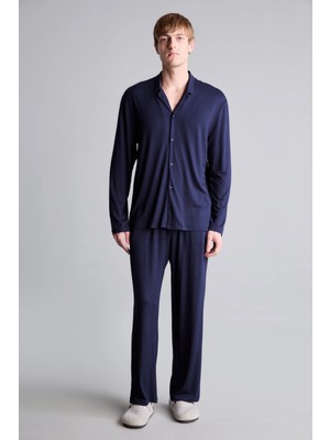 DeFacto Regular Fit Düğmeli Uzun Kollu 2'li Pijama Takımı I8197AX26AU