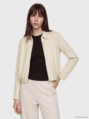 Lc Waikiki Yeni Sezon Gri Gömlek Yaka Soft Touch Kadın Ceket