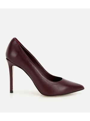 Hotiç 01AYH335930A788 KADIN Deri Bordo Yumuşak Dokulu Klasik Ince Topuklu Stiletto