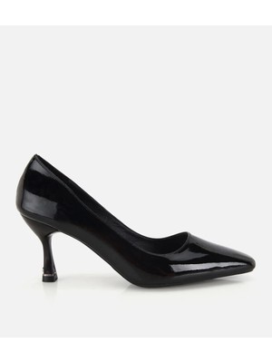 Hotiç 01AYH332730A100 KADIN Rugan Siyah Taş Detaylı Ince Topuklu Stiletto