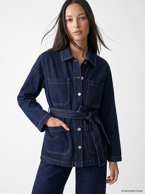 Lc Waikiki Yeni Sezon Indigo Kuşaklı Kadın Jean Ceket