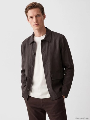 Lc Waikiki Yeni Sezon Kahverengi Regular Fit %100 Keten Erkek Gömlek Ceket
