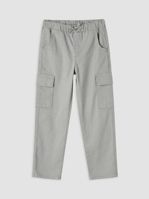 Lc Waikiki Yeni Sezon Gri Beli Lastikli Kız Çocuk Kargo Pantolon