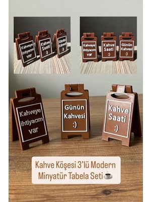 Kahve Köşesi 3’lü Minyatür Tabela Seti