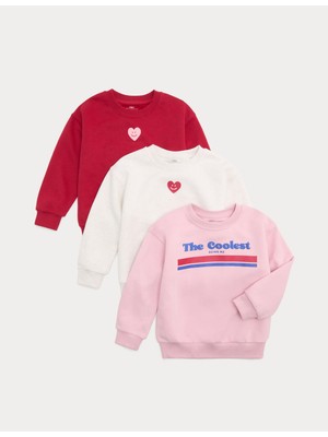 Marks & Spencer 3'lü Pamuk Karışımlı Sweatshirt – 2-8 Yaş