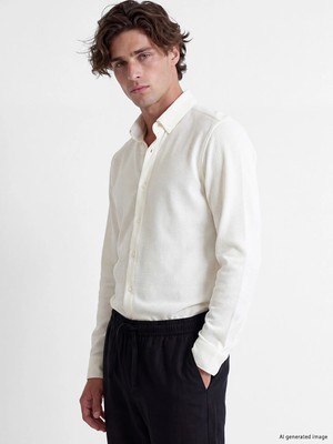 Lc Waikiki Yeni Sezon Beyaz Slim Fit Dokulu Erkek Gömlek