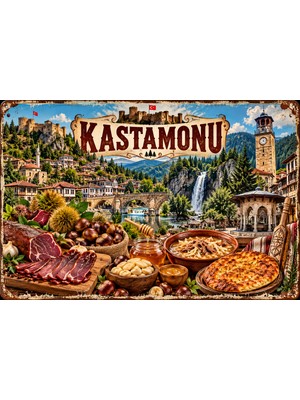 Lucena Kastamonu Retro Metal Duvar Tablosu Yöresel Kültürel Dekoratif Tabela 15X20 cm