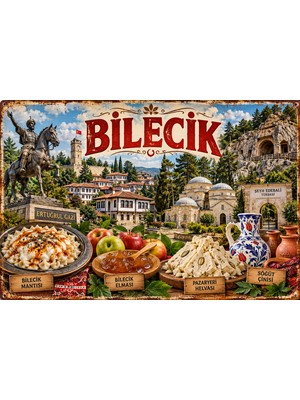 Lucena Bilecik Retro Metal Duvar Tabelası – Tarihi ve Yöresel Dekoratif Şehir Levhası 15X20 cm