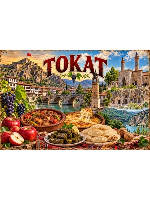Lucena Tokat Temalı Retro Metal Duvar Tabelası – Tarihi ve Yöresel Dekor 15X20 cm