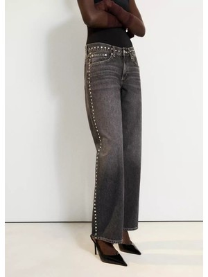 Mango Zımbalı Düz Kesim Jean