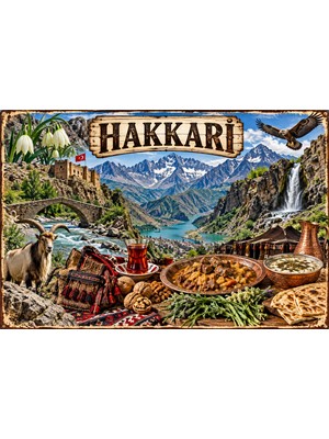 Lucena Hakkari Retro Metal Duvar Tabelası – Yöresel Kültürel Dekoratif Levha 15X20 cm