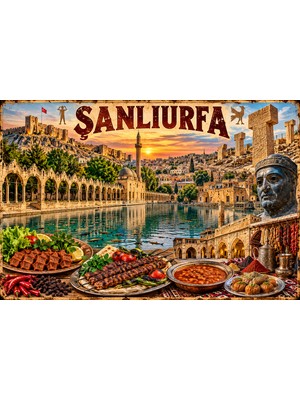 Lucena Şanlıurfa Retro Metal Duvar Tablosu – Urfa Tarihi ve Yöresel Dekoratif Tabela 15X20 cm