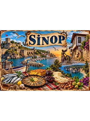 Lucena Sinop Retro Metal Duvar Tabelası – Yöresel Kültürel Dekoratif Vintage Poster 15X20 cm