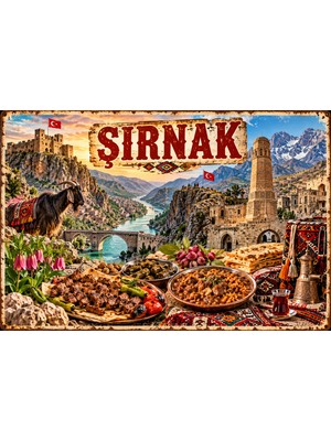 Lucena Şırnak Retro Metal Tablo – Yöresel Kültürel Şehir Temalı Dekoratif Duvar Tabelası 15X20 cm