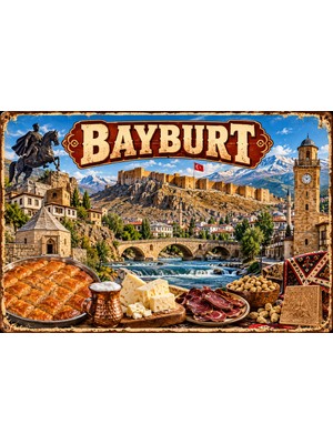 Lucena Bayburt Temalı Retro Metal Duvar Tabelası – Şehir, Kültür ve Yöresel Dekor 15X20 cm