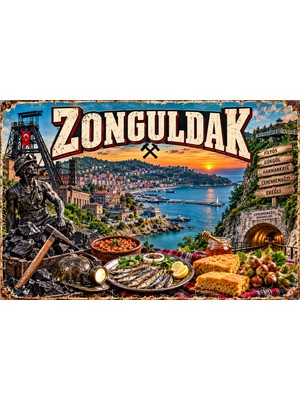 Lucena Zonguldak Retro Metal Duvar Tablosu – Şehir Temalı Dekoratif Vintage Tabela 15X20 cm