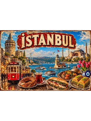 Lucena Istanbul Retro Metal Duvar Tablosu – Tarihi ve Yöresel Dekoratif Tabela 15X20 cm