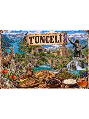 Lucena Tunceli Retro Metal Tablo – Yöresel Kültürel Dekoratif Duvar Levhası 15X20 cm