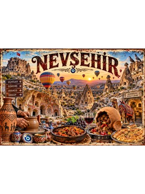 Lucena Nevşehir Kapadokya Retro Metal Duvar Tabelası – Peri Bacaları Dekoratif Levha 15X20 cm