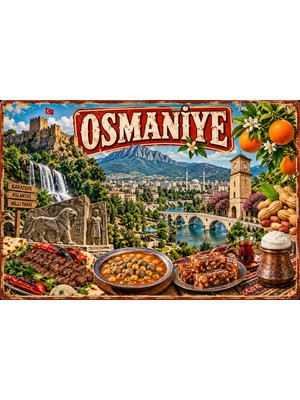 Lucena Osmaniye Retro Metal Tablo – Yöresel Kültür ve Şehir Temalı Dekoratif Tabela 15X20 cm