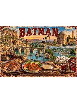Lucena Batman Retro Metal Tablo | Hasankeyf ve Yöresel Temalı Dekoratif Duvar Levhası 15X20 cm