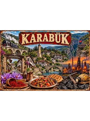 Lucena Karabük Safranbolu Retro Metal Duvar Tablosu Dekoratif Şehir ve Kültür Tabelası 15X20 cm
