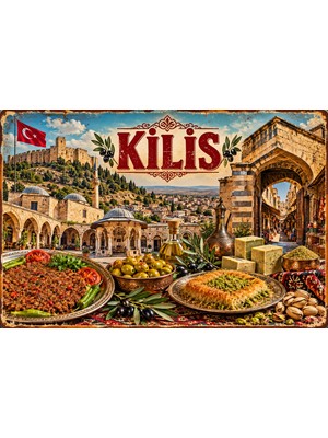 Lucena Kilis Retro Metal Duvar Tablosu | Yöresel Kültür ve Lezzetler Dekoratif  15X20 cm
