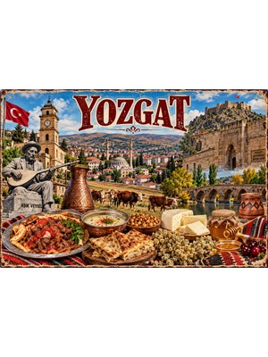 Lucena Yozgat Retro Metal Tablo | Yöresel Kültür ve Şehir Temalı Dekoratif Duvar Tabelası 15X20 cm