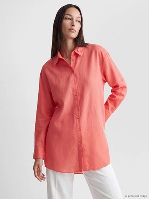 Lc Waikiki Yeni Sezon Pembe %100 Pamuklu Kadın Gömlek Tunik