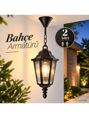 Badem10 (2 Adet) Bahçe Aydınlatma Lambası Siyah Aplik E27 Duylu Dış Bahçe Lambası Dekoratif Lale Armatürü