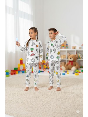 Bebelove Boyanabilir Çocuk Pijaması – Eğitici, Eğlenceli, Pamuklu Pijama Takımı