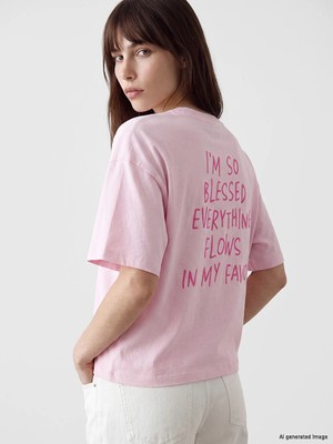 Lc Waikiki Yeni Sezon Pembe %100 Pamuklu Oversize Kadın Tişört