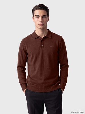 Lc Waikiki Yeni Sezon Kahverengi Polo Yaka Erkek Sweatshirt
