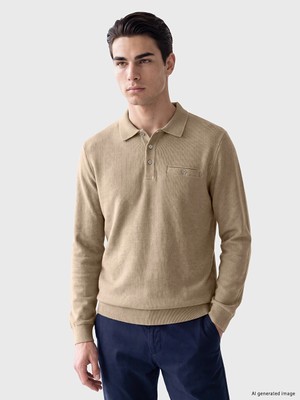 Lc Waikiki Yeni Sezon Bej Polo Yaka Erkek Sweatshirt