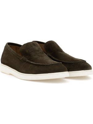 Cacharel Khaki Eva Sole 100% Leather Loafers