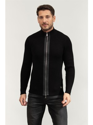 Karl Lagerfeld Knit Zip Jacket Men's Cardigan Black