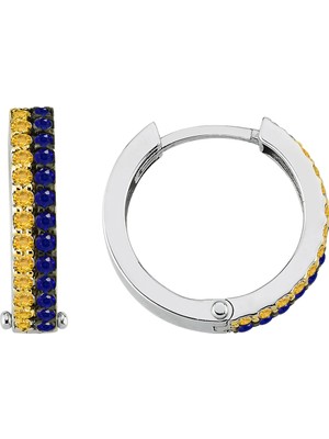 Sirius Pırlanta Safir Taşlı Sarı Lacivert Halka Küpe 0402E0046