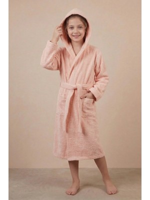 Motif Tekstil *ihraç Fazlası* %100 Pamuk Kapüşonlu Cepli Unisex Çocuk Bornozu -Hafif Kusurludur-