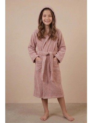 Motif Tekstil *ihraç Fazlası* %100 Pamuk Kapüşonlu Cepli Unisex Çocuk Bornozu -Hafif Kusurludur-