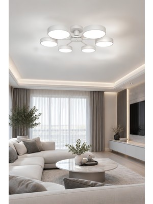 Fer Avize Güneş Modern Tasarım 6lı LED Avize Enerji Tasarruflu 3 Renk Işık Salon Yatak Odası Yemek Odası