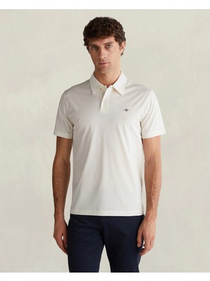 Gant Men's White Regular Fit Logo Polo Collar T-Shirt
