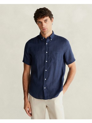 Gant Men's Navy Button-Down Collar Logo Shirt